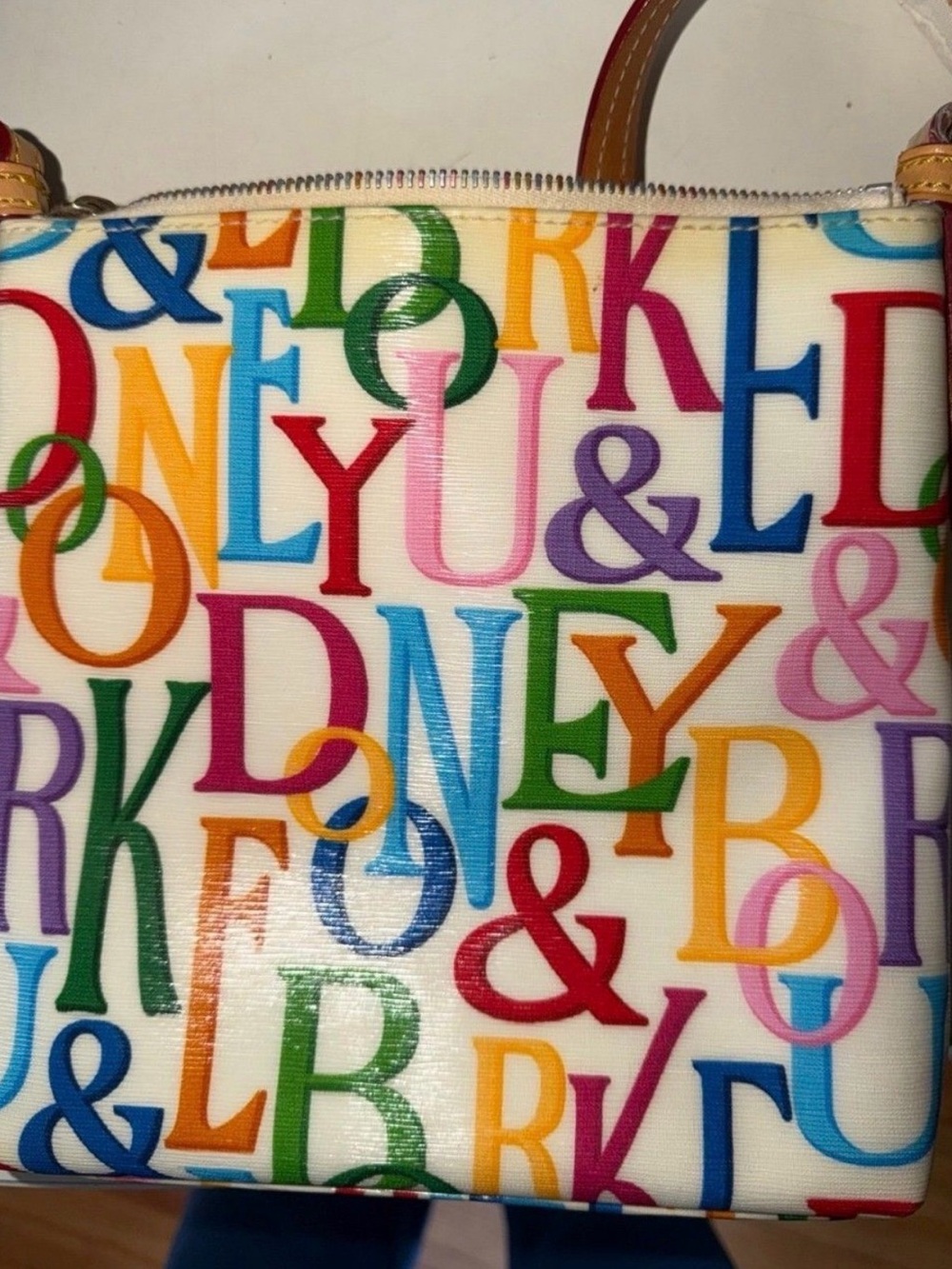 Dooney & Bourke White Rainbow Retro Grafica Letter Carrier Crossbody Bag - Picture 5 of 14